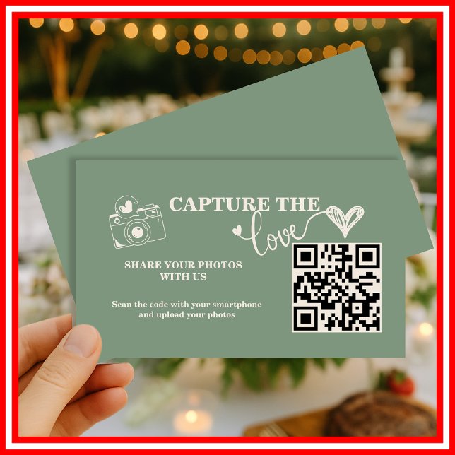 Cartão De Informações Sage Green Capture The Love QR Code Wedding (Criador carregado)