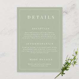 Cartão De Informações Sage Green - Detalhes Simples do Casamento Formal