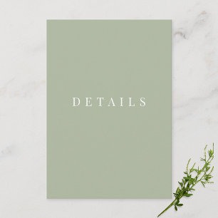 Cartão De Informações Sage Green - Detalhes Simples do Casamento Formal