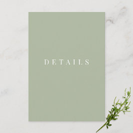 Cartão De Informações Sage Green - Detalhes Simples do Casamento Formal