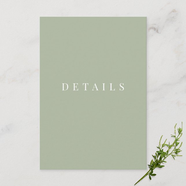 Cartão De Informações Sage Green - Detalhes Simples do Casamento Formal (Criador carregado)