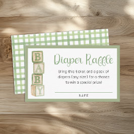 Cartão De Informações Sage Green Diaper Raffle Card | Baby Shower Insert