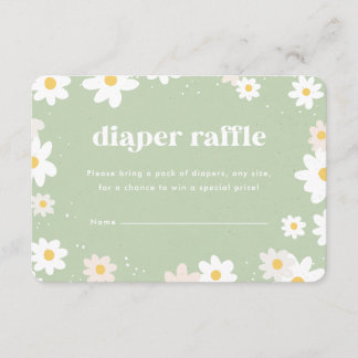 Cartão De Informações Sage Green Diaper Raffle Daisies