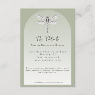 Cartão De Informações Sage Green Dragonfly Wedding