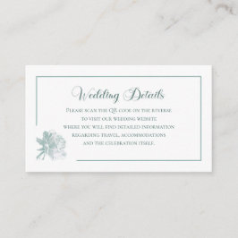 Cartão De Informações Sage Green Floral Calligraphy QR Info Wedding