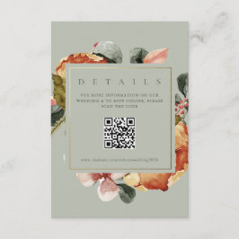 Cartão De Informações Sage Green Floral Garden QR Wedding Website