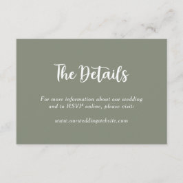 Cartão De Informações Sage Green Floral Monograma Nome do Casal