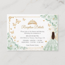 Cartão De Informações Sage Green Gold Quinceanera Reception Details