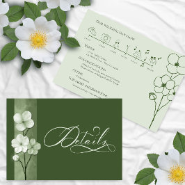 Cartão De Informações Sage Green Hand Drawn Floral Botanical Details
