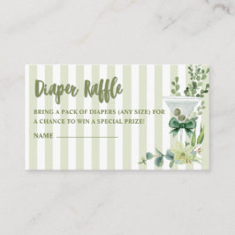 Cartão De Informações Sage green martini Chá de fraldas Fralda Raffle