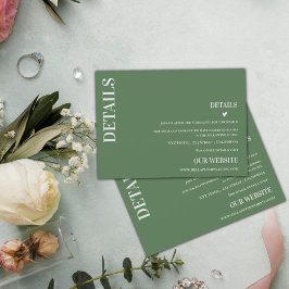 Cartão De Informações Sage Green Modern Contemporâneo Detalhes do Casame