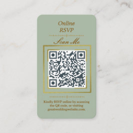 Cartão De Informações Sage Green | Photo Online RSVP QR Code Wedding