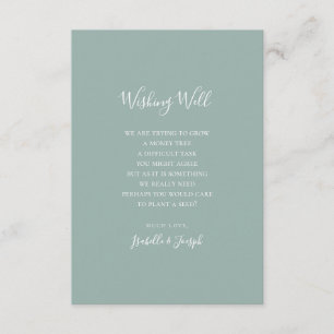 Cartão De Informações Sage Green Script Weding Wishing Card