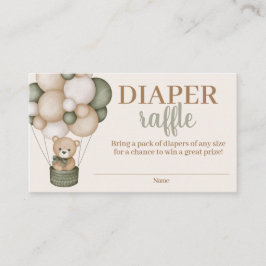 Cartão De Informações Sage Green Teddy Bear Fralda Raffle