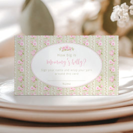 Cartão De Informações Sage Green Vintage Floral Mommy’s Belly Game Card
