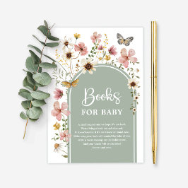 Cartão De Informações Sage Green Wildflower Butterfly Livros para Bebê