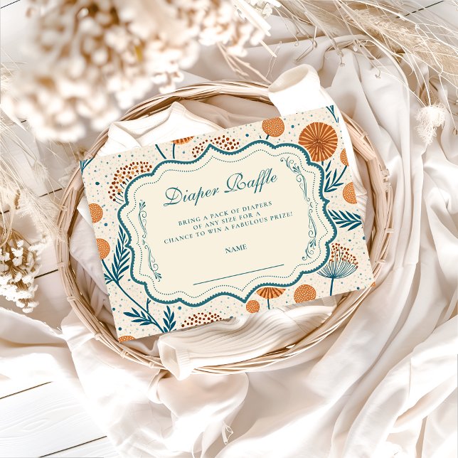 Cartão De Informações Sage Orange Botanical Diapper Raffle (Criador carregado)