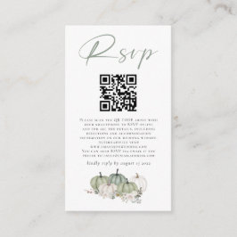Cartão De Informações Sage Pumpkins Florals Código QR Casamento RSVP