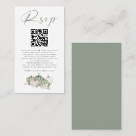 Cartão De Informações Sage Pumpkins Florals Código QR Casamento RSVP