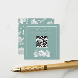 Cartão De Informações Sage Verde Caligrafia QR Informações Casamento