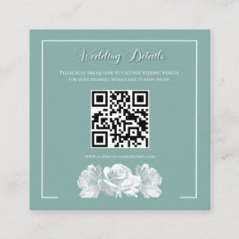 Cartão De Informações Sage Verde Caligrafia QR Informações Casamento