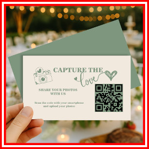 Cartão De Informações Sage Verde   Capture The Love Casamento Código QR