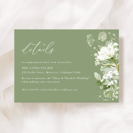 Cartão De Informações Sage Verde Detalhes do Casamento Orgânico com Folh