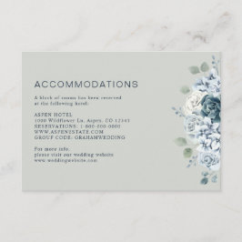 Cartão De Informações Sage Verde Hotel de Casamento Floral Aquarela