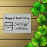 Cartão De Informações Saint Patrick Saudação às Cinzas<br><div class="desc">Feliz Dia de São Patrício! Outro feriado para comemorar este mês de março e anunciar também o seu negócio ou promover o seu nome de marca. Verde é sempre a cor para este feriado, mas experimente também outras cores. Placa de receptáculo a cores de cinza que você pode personalizar para...</div>