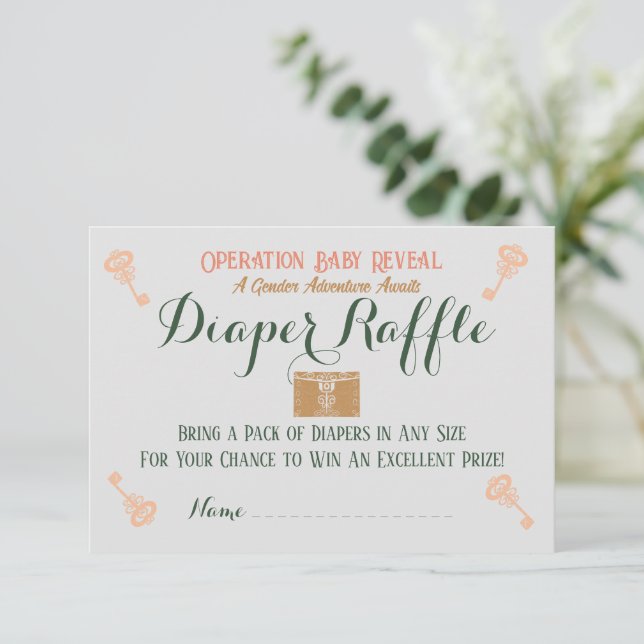 Cartão De Informações Sala de Fuga - Sexo - Revelar Fralda Raffle (Em pé/Frente)