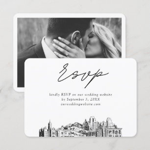 Cartão De Informações Salt Lake City Wedding Minimalist Sketch RSVP