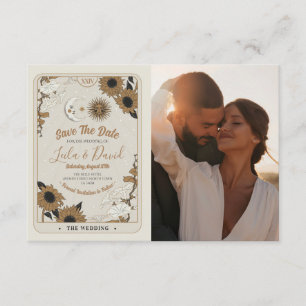 Cartão De Informações Salve A Data Foto Tarot Sun Moon Casamento Alinhad