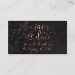 Cartão De Informações Salve a Data | Roteiro de Cobre sobre Mármore Pret