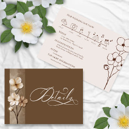 Cartão De Informações Sand Beige Hand Drawn Floral Botanical Details