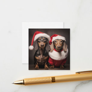 Cartão De Informações Santa Claus Dachshund Twins