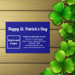 Cartão De Informações Santa Patrick Saudação Azul<br><div class="desc">Feliz Dia de São Patrício! Outro feriado para comemorar este mês de março e anunciar também o seu negócio ou promover o seu nome de marca. Verde é sempre a cor para este feriado, mas experimente também outras cores. Cartão azul colorido que você pode personalizar para colocar sua marca de...</div>