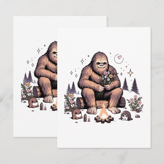 Cartão De Informações Sasquatch Segurando Flores (Frente/Verso)