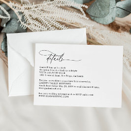 Cartão De Informações Script de Caligrafia Moderna Simples Casamento