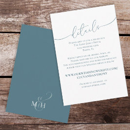 Cartão De Informações Script de Detalhes do Casamento Azul Personalizado