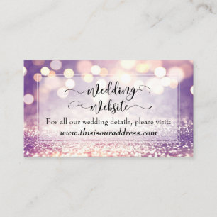 Cartão De Informações Script de Site de Casamento, Bokeh e Glitter Color