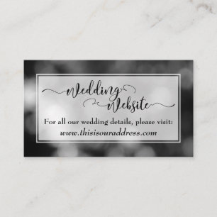 Cartão De Informações Script do Site de Casamento, Black & White Bokeh