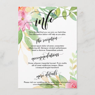 Cartão De Informações Script Elaborado De Flores De Aquarela De Informaç
