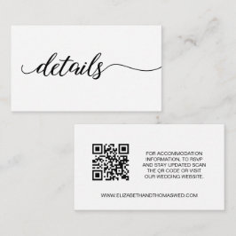 Cartão De Informações Script elegante Detalhes do website de casamento C