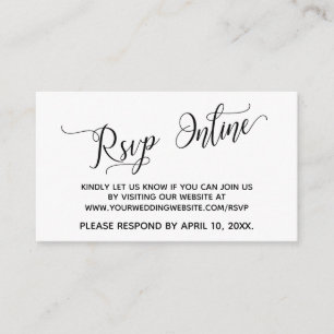 Cartão De Informações Script Elegante Online RSVP de Casamento