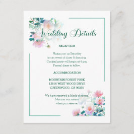 Cartão De Informações Script Font Pastel Garden Flowers Wedding