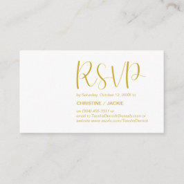 Cartão De Informações Script mínimo e Dourado moderno, resposta RSVP
