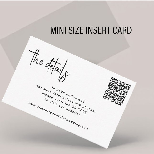 Cartão De Informações Script moderno CÓDIGO QR CÓDIGO RSVP moderno casam (Criador carregado)