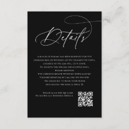 Cartão De Informações Script Monogram Wedding Details Black QR Code