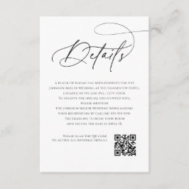 Cartão De Informações Script Monogram Wedding Details White QR Code