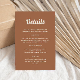 Cartão De Informações Script Retro | Detalhes do Convidado de Casamento